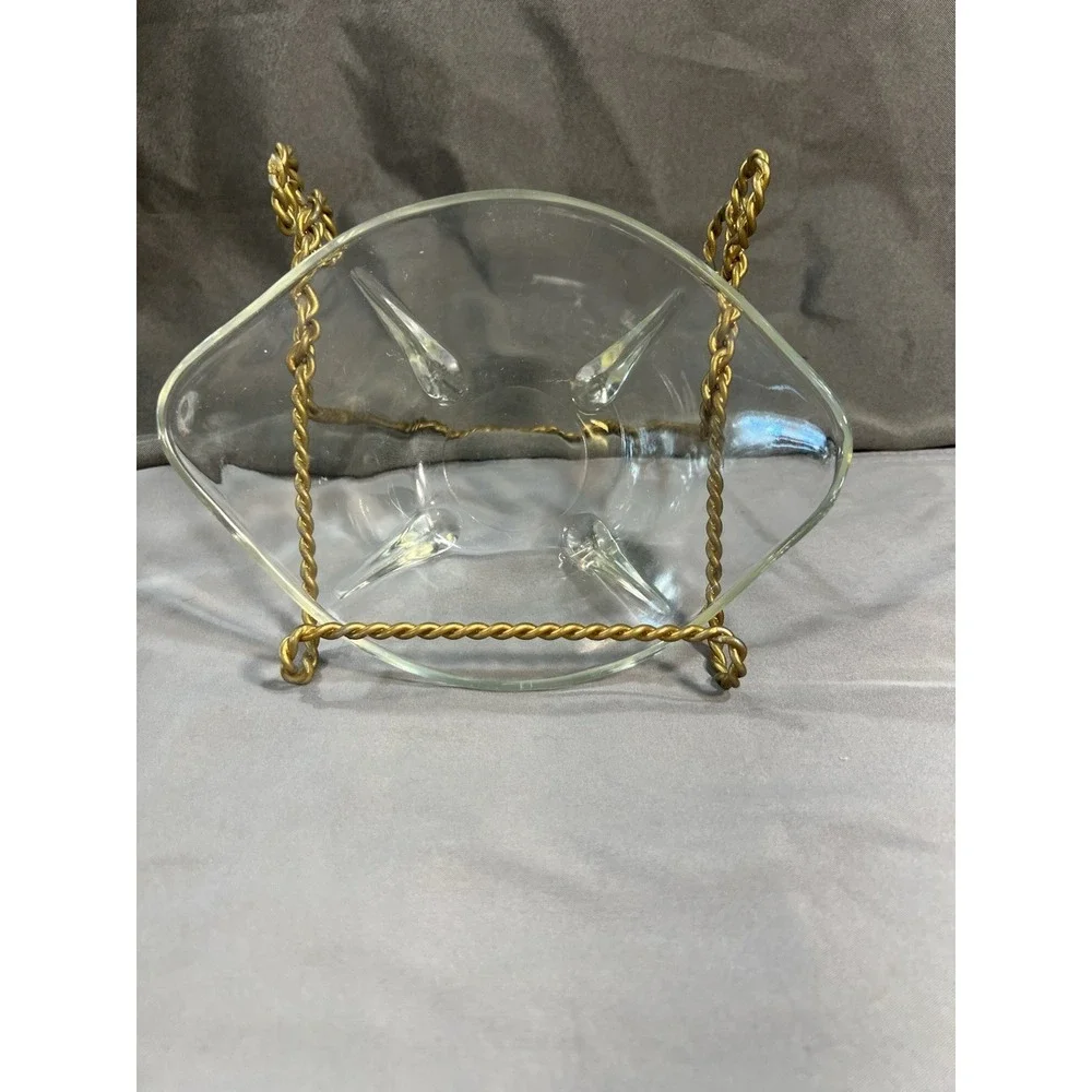MCM Anchor Hocking Swedish Modern Clear Glass Dish Teardrop Feet 7‎ 7/8